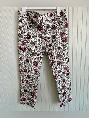 LOFT The Riviera Floral Pants Size 4 with Red and Black Print